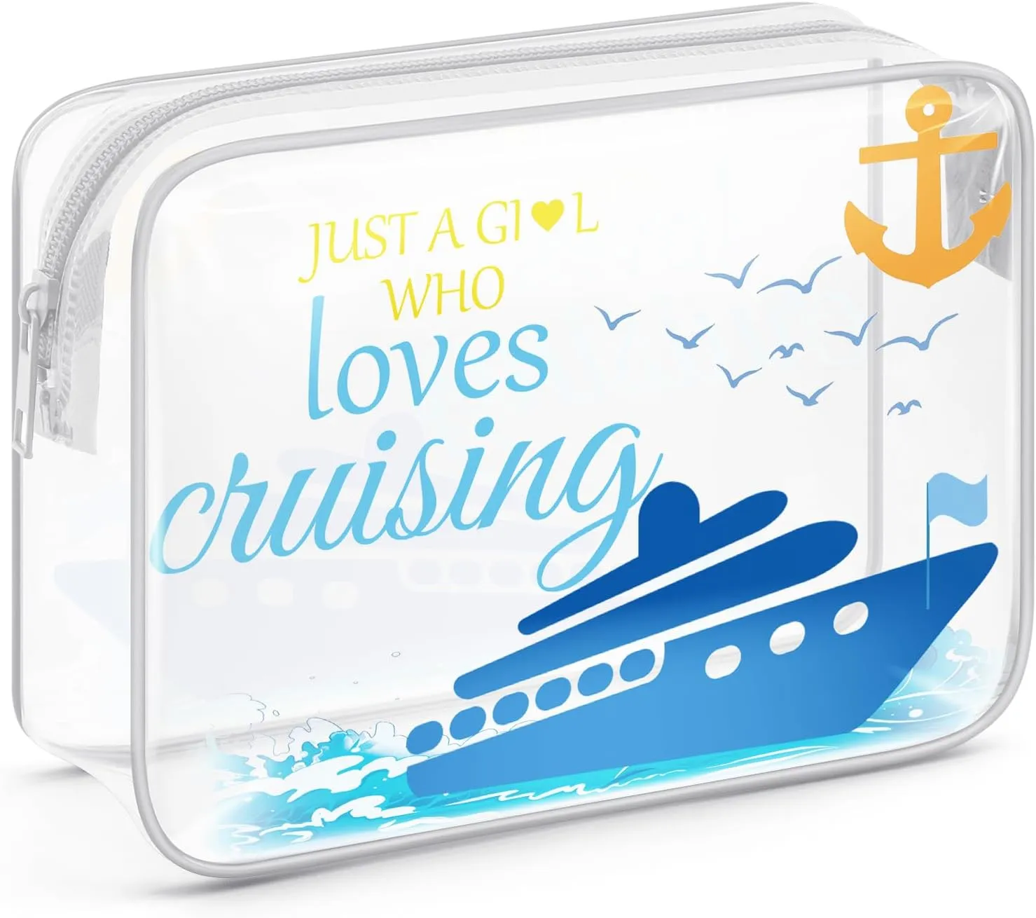 Sazuwu Cruise Gifts for Her Clear Makeup Bags with Zipper Cruise Ship Gifts Ideas Cruise Vacation Gifts Cruising Retirement Gifts Cosmetic Bag Birthday Christmas Gifts Cruise Theme Party Decorations