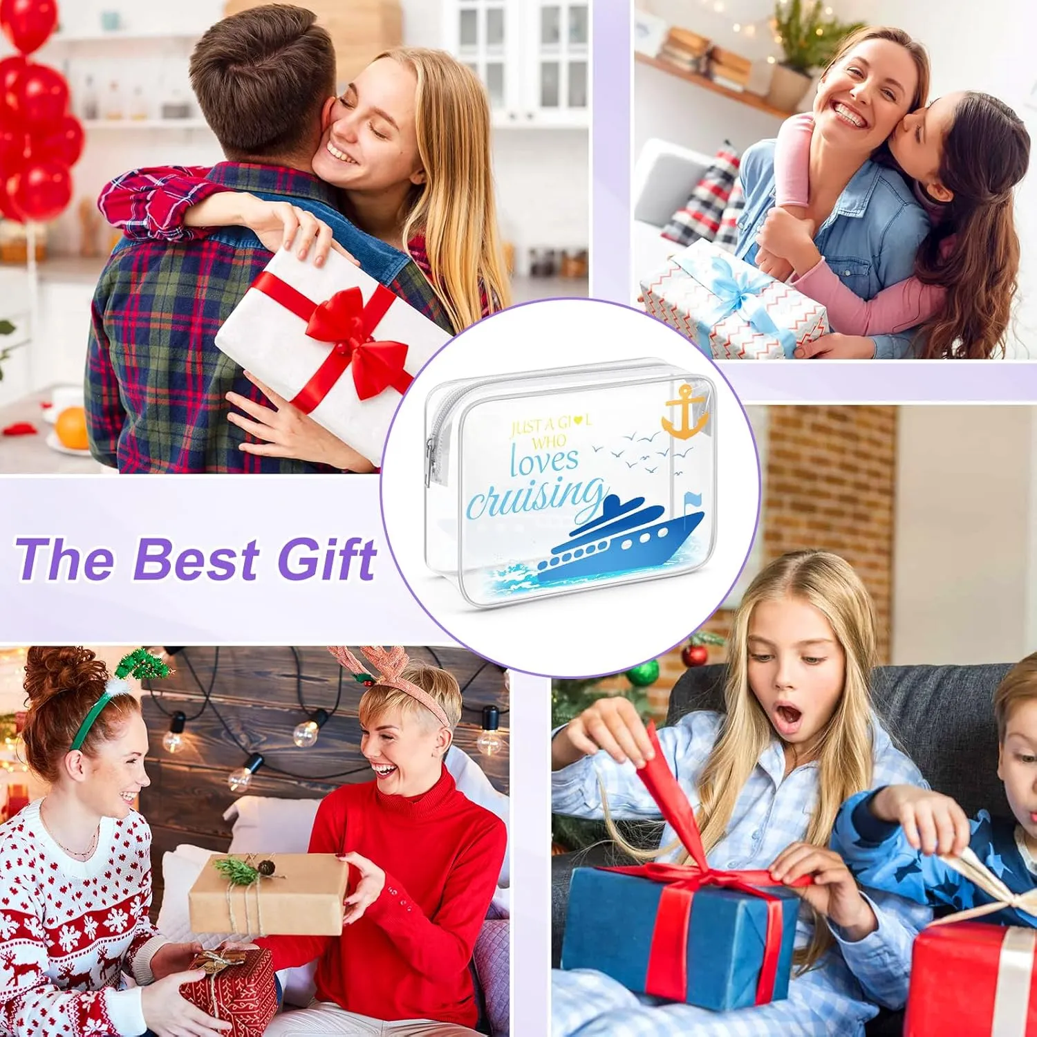 Sazuwu Cruise Gifts for Her Clear Makeup Bags with Zipper Cruise Ship Gifts Ideas Cruise Vacation Gifts Cruising Retirement Gifts Cosmetic Bag Birthday Christmas Gifts Cruise Theme Party Decorations