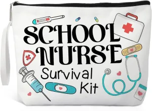 School Nurse Survival Kit Makeup Bag, Funny Cosmetic Bag for School Nurse, School Nurse Graduation Gifts, Nurse Appreciation Gifts, New Nurse Gifts for Women