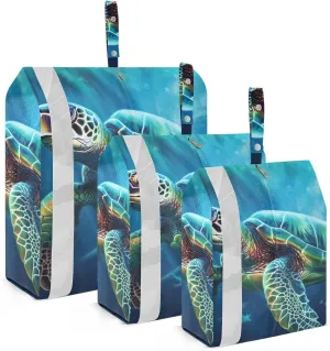 Sea Turtle Packing Cubes Set of 3, Lightweight Travel Luggage Organizers Foldable Bags for Easy Packing and Organization