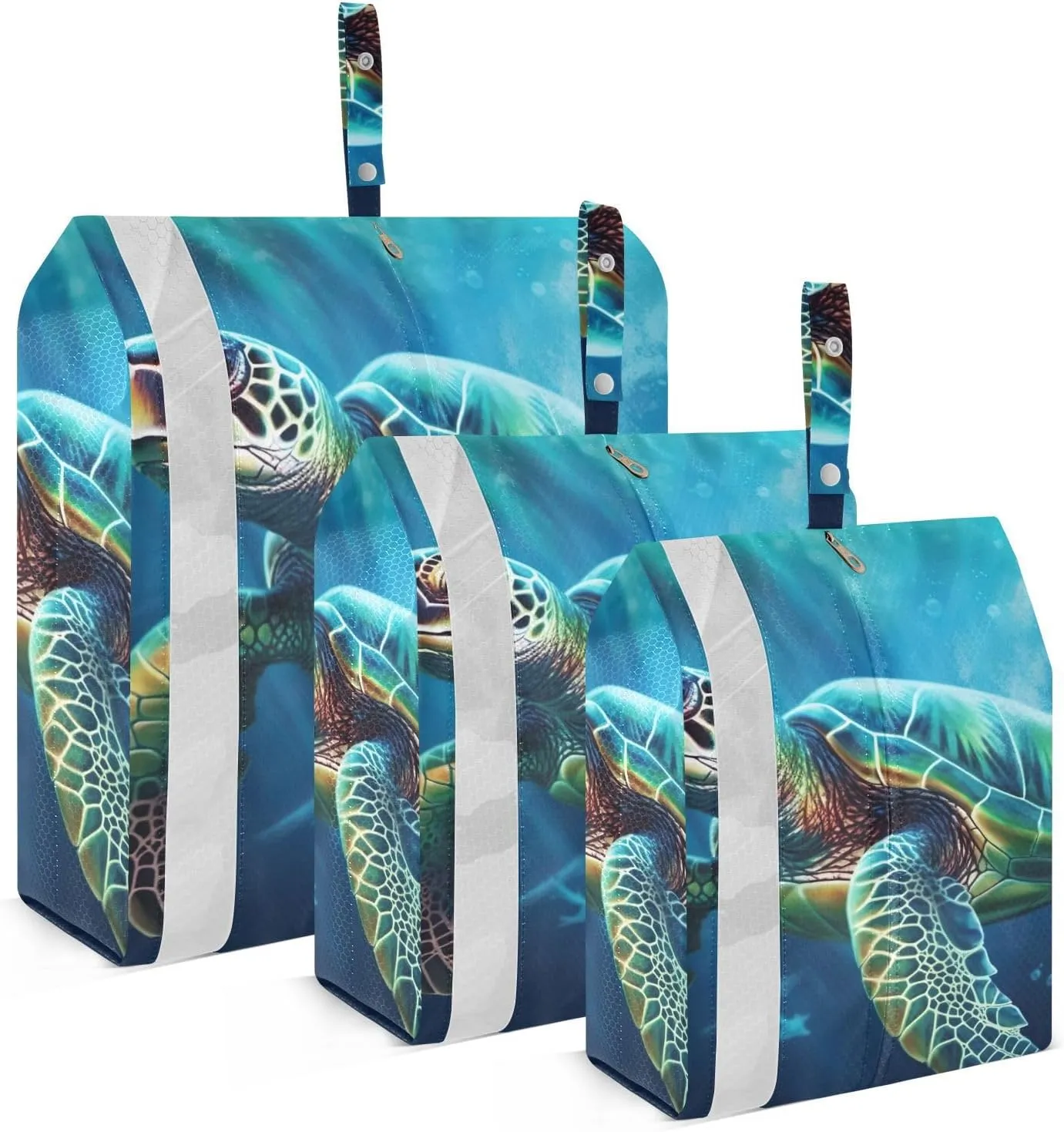 Sea Turtle Packing Cubes Set of 3, Lightweight Travel Luggage Organizers Foldable Bags for Easy Packing and Organization