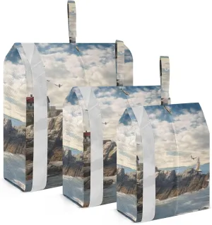Seacoast Lighthouse Packing Cubes Set of 3, Lightweight Travel Luggage Organizers Foldable Bags for Easy Packing and Organization