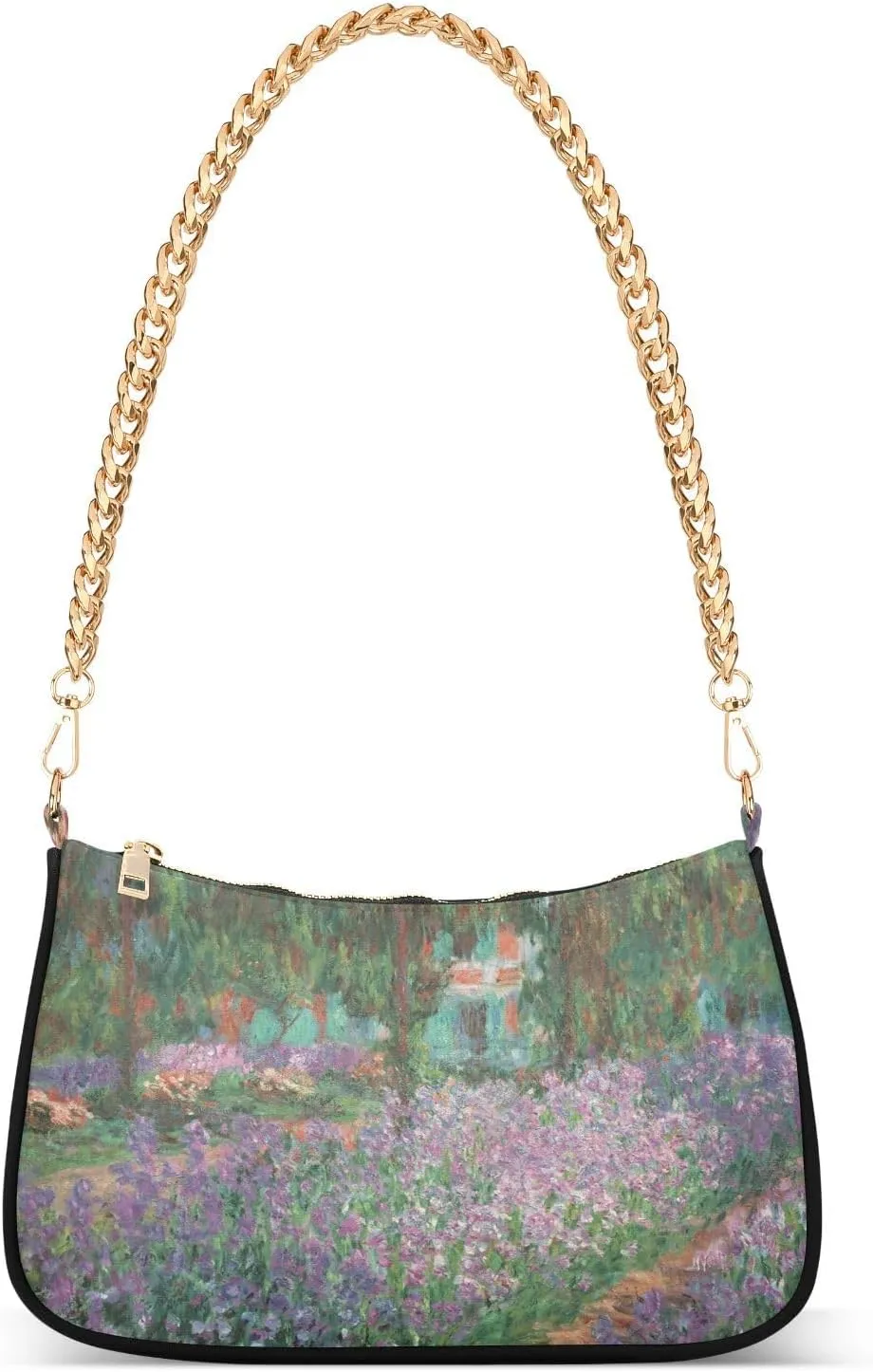 Shoulder Bags for Women, Monet's Garden Hobo Tote Handbag wallet Mini Purse with Zipper