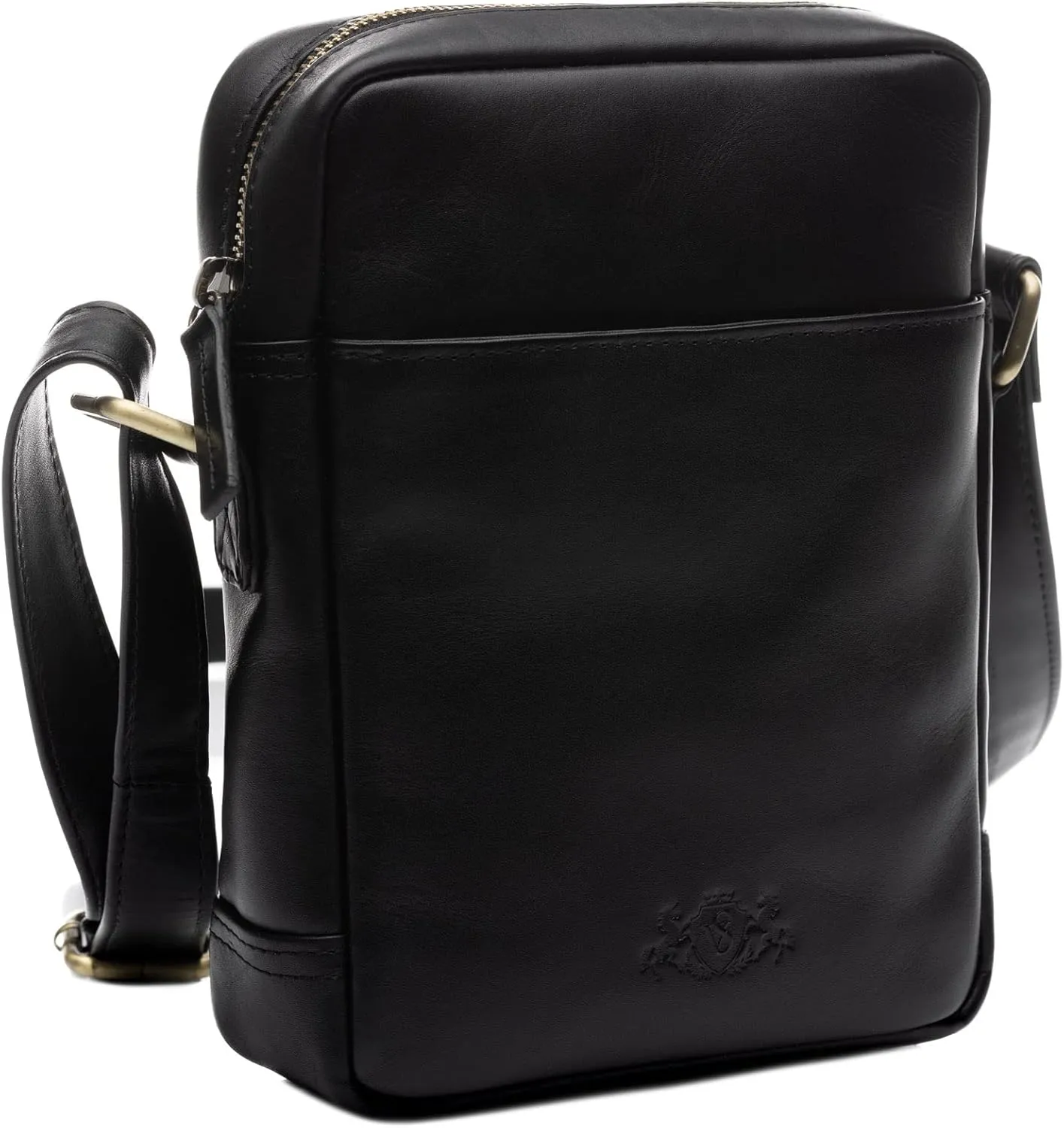 SID & VAIN messenger bag DUBLIN small shoulder courier bag real leather cross-body bag vertical leather bag Unisex black