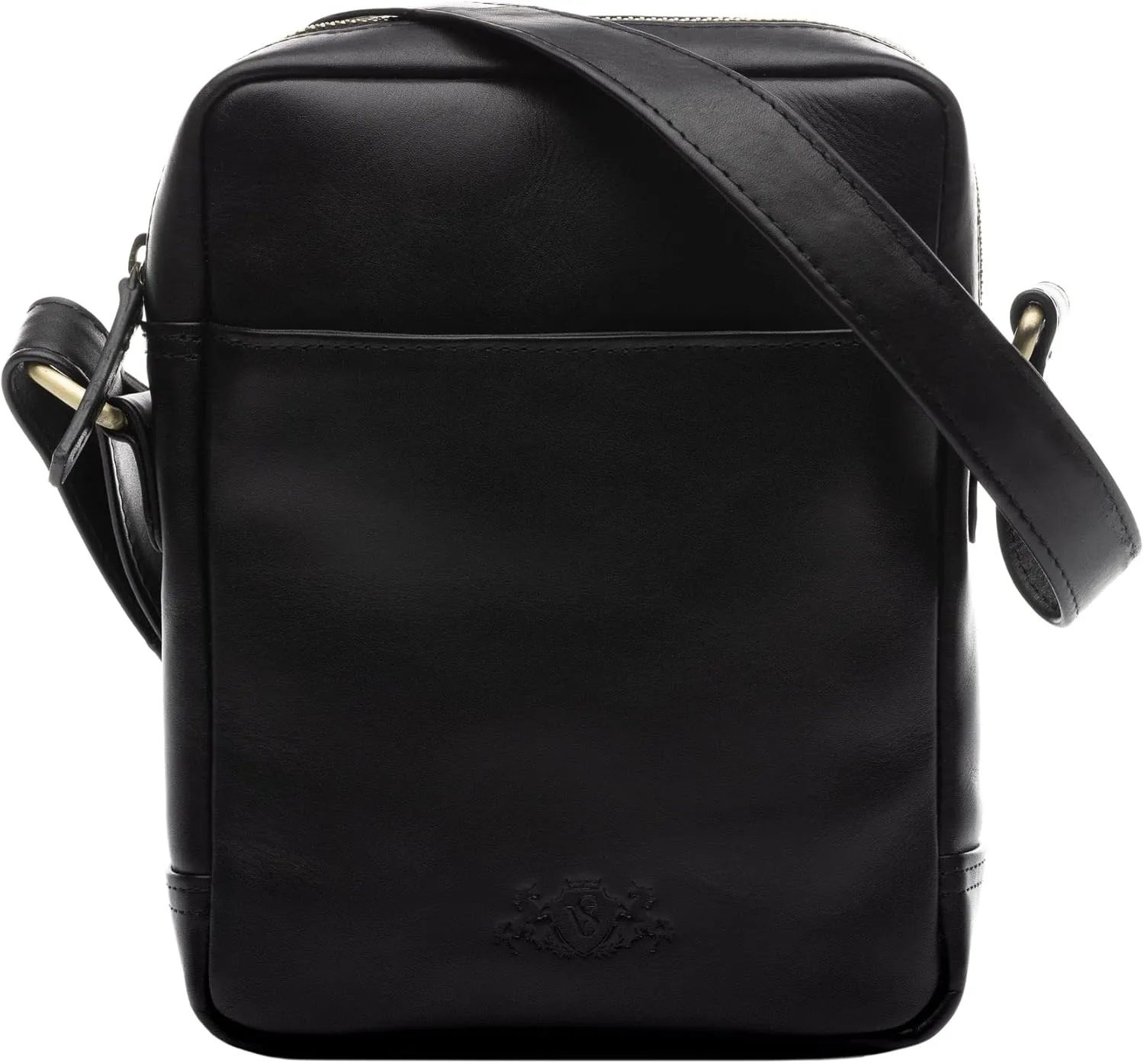SID & VAIN messenger bag DUBLIN small shoulder courier bag real leather cross-body bag vertical leather bag Unisex black