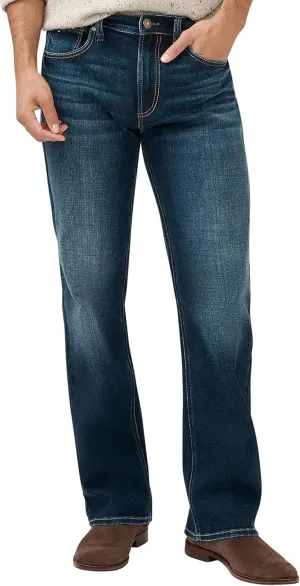 Silver Jeans Co. Men's Zac Relaxed Fit Straight Leg Jeans, Dark Wash Indigo, 36W x 32L