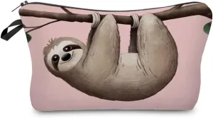 Sloth Gift Cartoon Sloth Makeup Bag Cute Small Makeup Organizer Bag Travel Toiletry Zipper Pouch Sloth Gift for Sloth Lovers Cartoon Sloth Cosmetic Bag for Women Girls Friends