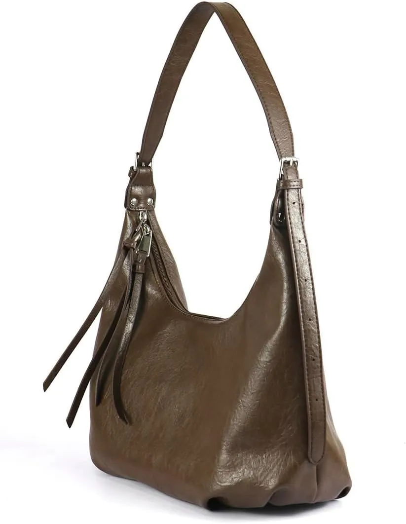 Slouchy PU Leather Crescent Shoulder Bag Women Trendy Crossbody Purse Hobo Bags Cute Satchels Top-handle Tote Handbag 2024