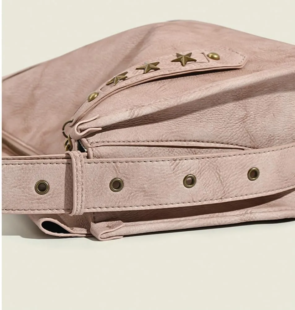 Slouchy PU Leather Hobo Bags Women Trendy Shoulder Bag Crescent Crossbody Phone Purse Cute Satchels Box Bag Tote Handbag