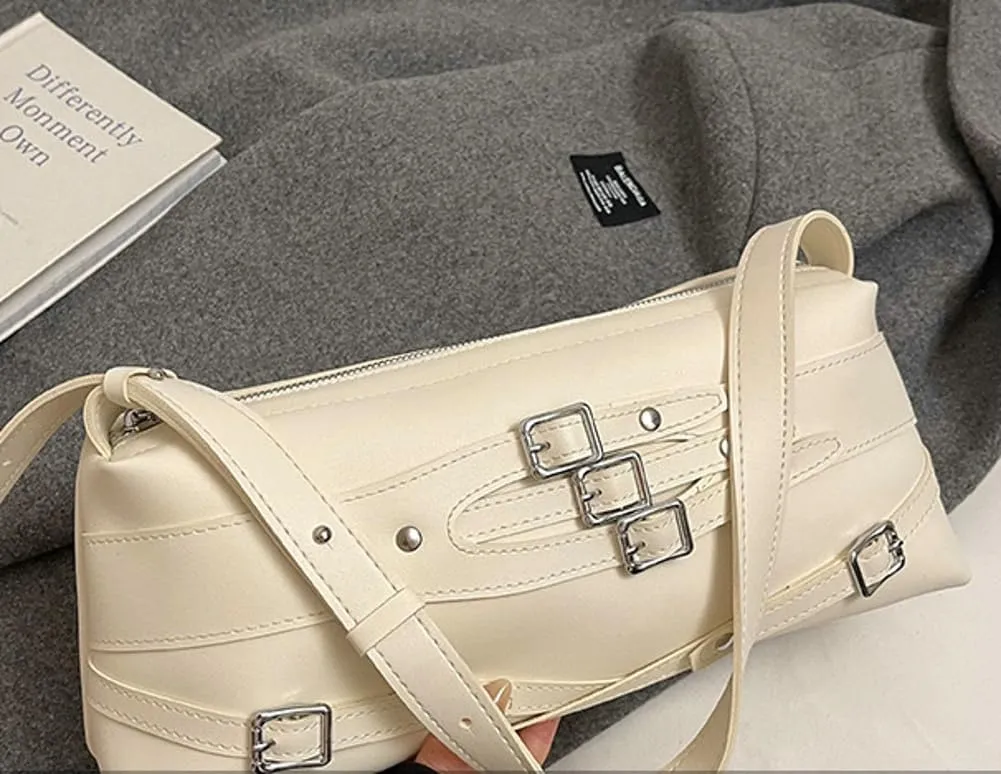 Slouchy Y2K PU Leather Crescent Hobo Bags Women Trendy 90s Crossbody Purse Satchels Shoulder Bag Top-handle Tote Handbag