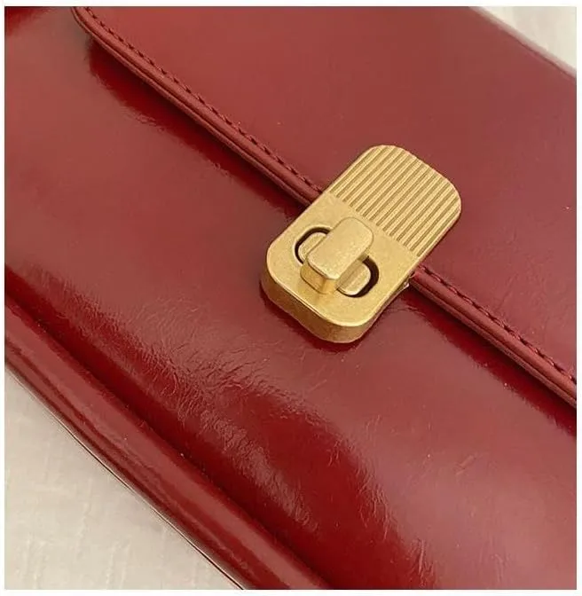 Small Crossbody Bags for Women Trendy Flap Saddle Purses Leather Shoulder Bag Handbag Scarlet