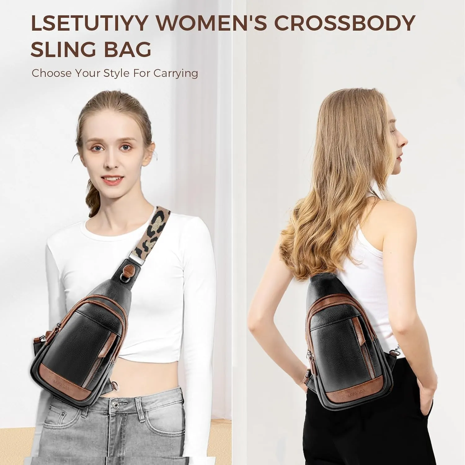 Small Sling Bag for Women, Vegan Leather Crossbody Bags for Women Trendy Designer Ladies Fanny Pack Chest Bag Purse