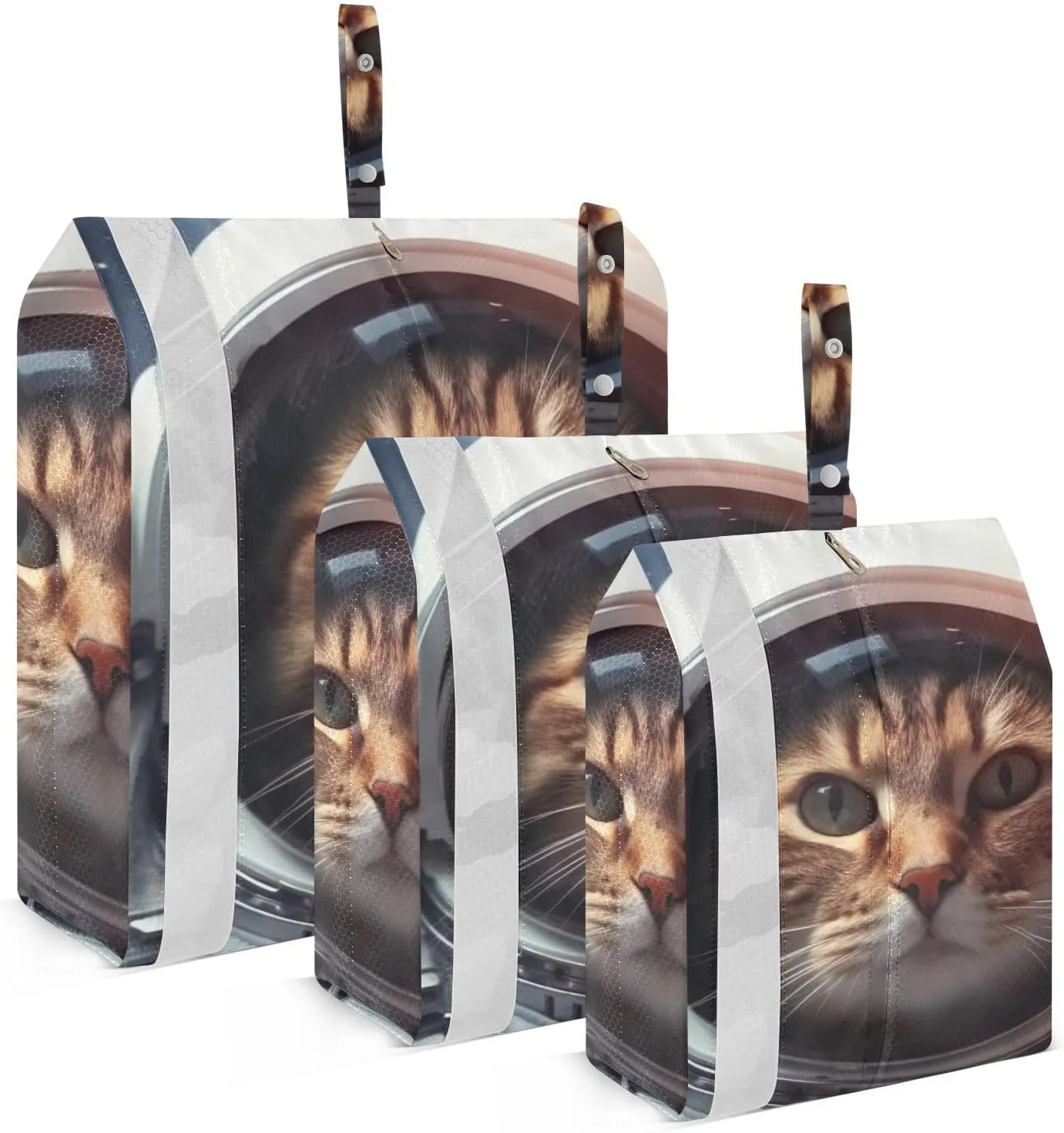 Space Astronaut Cat Packing Cubes Set of 3, Lightweight Travel Luggage Organizers Foldable Bags for Easy Packing and Organization
