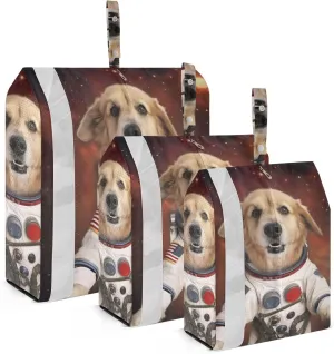 Space Astronaut Dog Packing Cubes Set of 3, Lightweight Travel Luggage Organizers Foldable Bags for Easy Packing and Organization