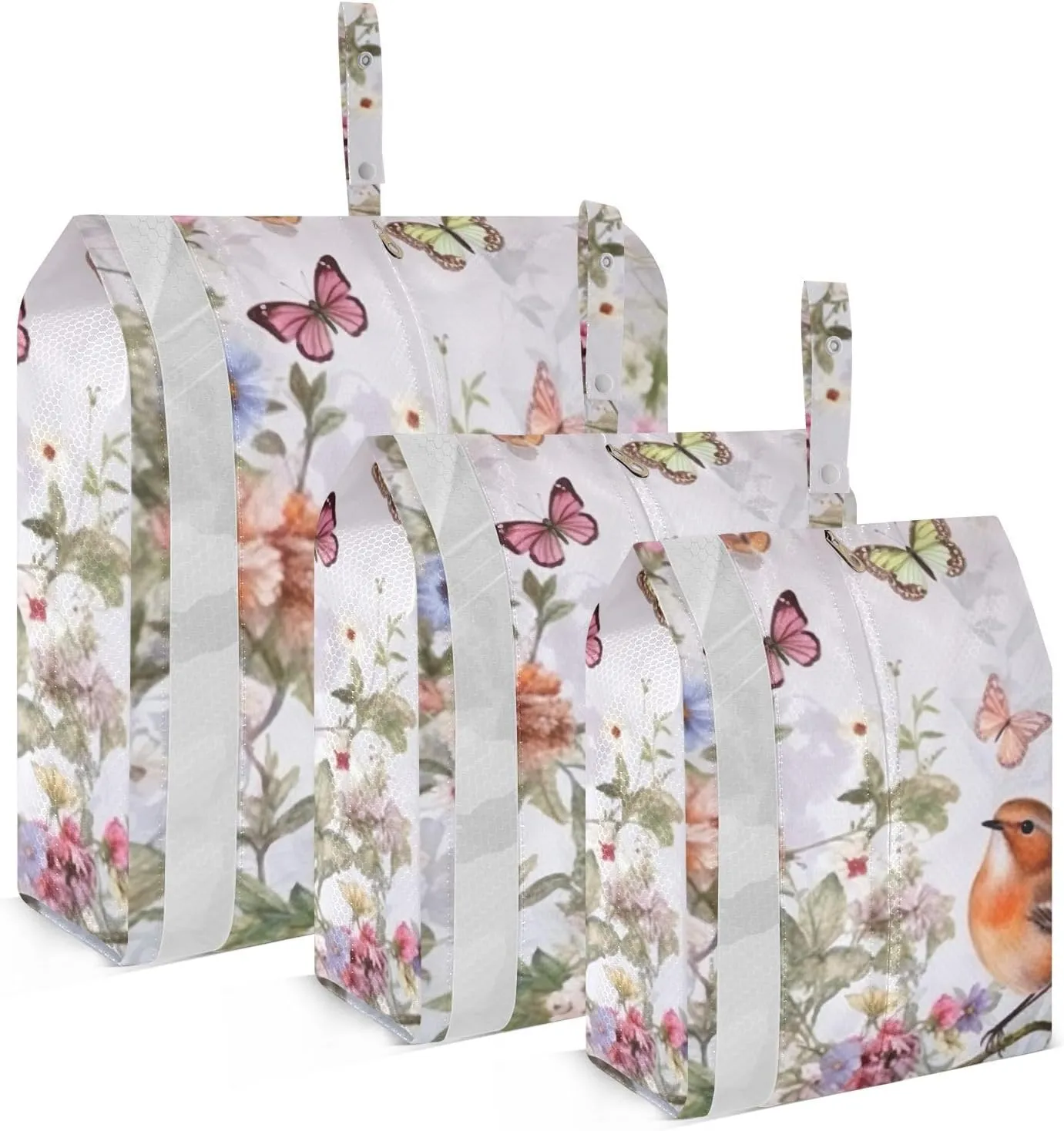 Spring Bird Flowers Packing Cubes Set of 3, Lightweight Travel Luggage Organizers Foldable Bags for Easy Packing and Organization