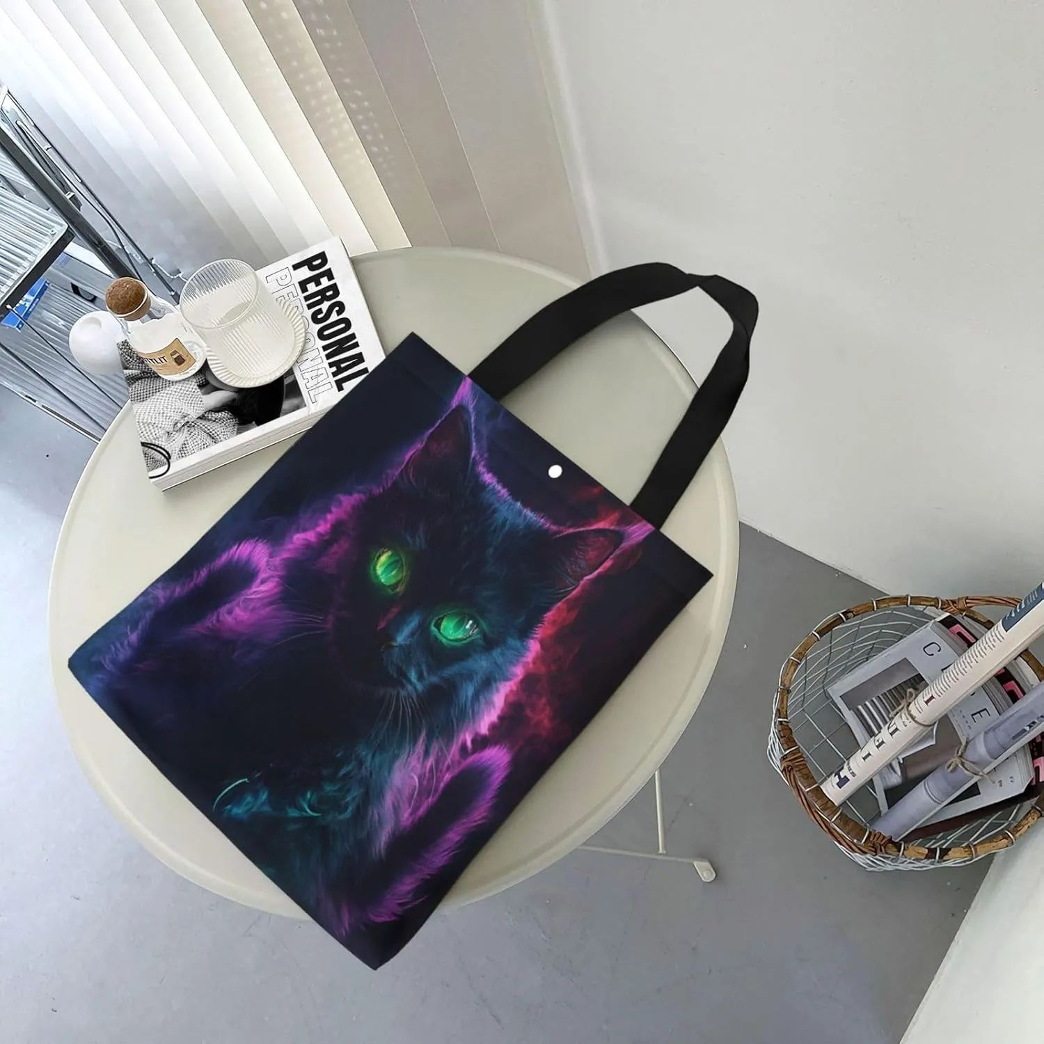 Striped Rainbow Wood Canvas Shoulder Bag Reusable Tote Bag Soft Lightweight Cloth Bags For Women Girls Lady Casual