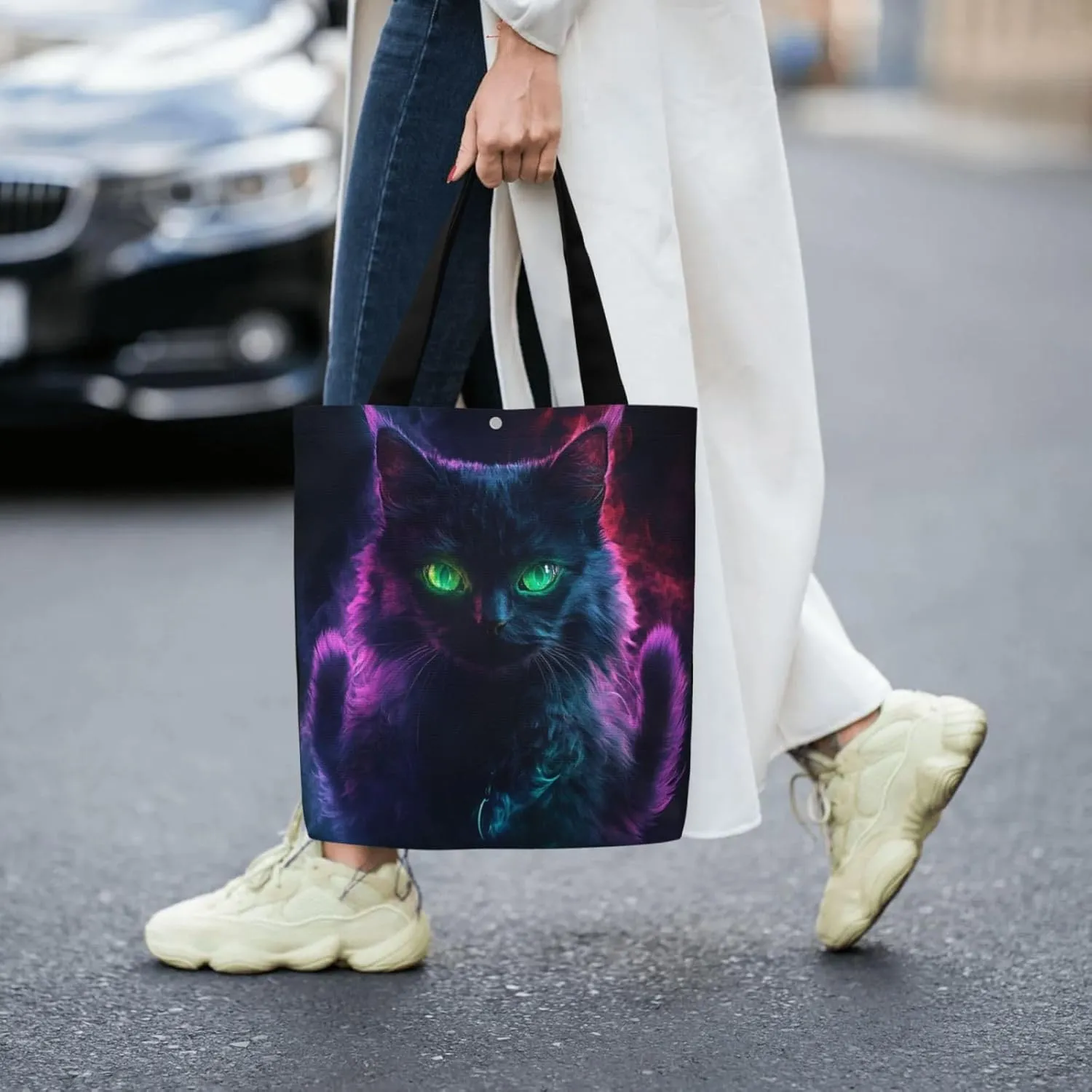Striped Rainbow Wood Canvas Shoulder Bag Reusable Tote Bag Soft Lightweight Cloth Bags For Women Girls Lady Casual