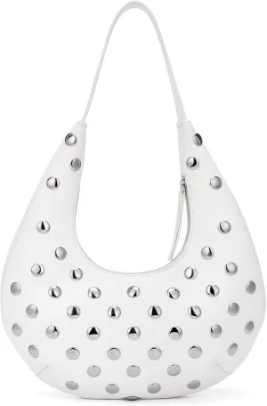 Studded Purse Y2k Bag Small Shoulder Bags for Women Trendy Crescent Studded Handbag Hobo Underarm Bag