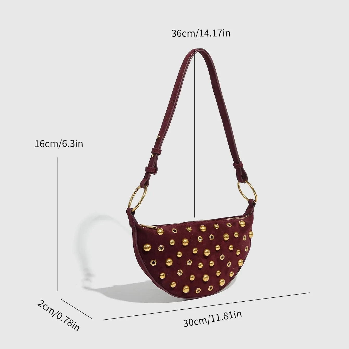 Studded Shoulder Bags for Women Y2K Punk Small Hobo Bags Cute Purse Womens PU Leather Goth Purse