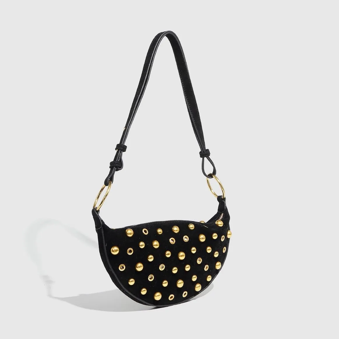 Studded Shoulder Bags for Women Y2K Punk Small Hobo Bags Cute Purse Womens PU Leather Goth Purse