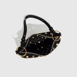 Studded Shoulder Bags for Women Y2K Punk Small Hobo Bags Cute Purse Womens PU Leather Goth Purse