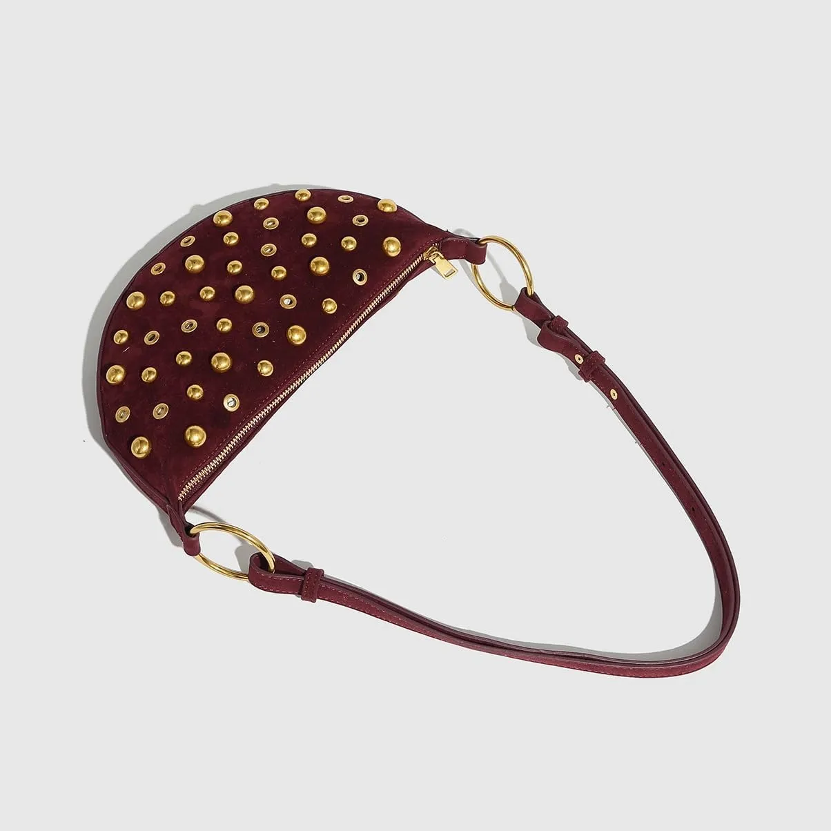 Studded Shoulder Bags for Women Y2K Punk Small Hobo Bags Cute Purse Womens PU Leather Goth Purse