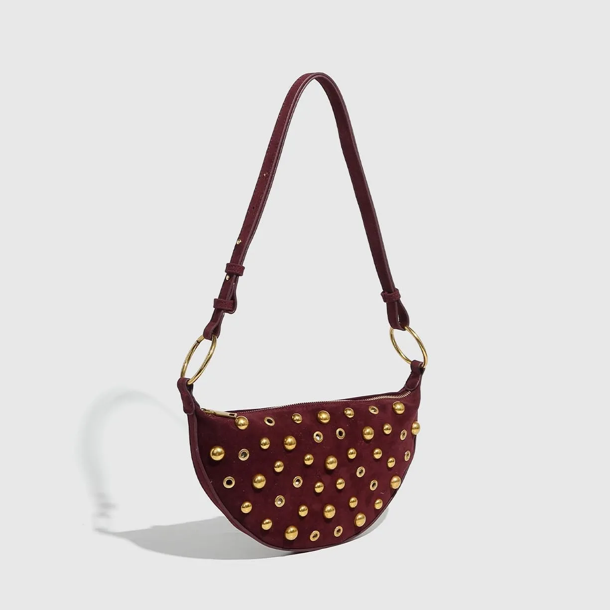 Studded Shoulder Bags for Women Y2K Punk Small Hobo Bags Cute Purse Womens PU Leather Goth Purse