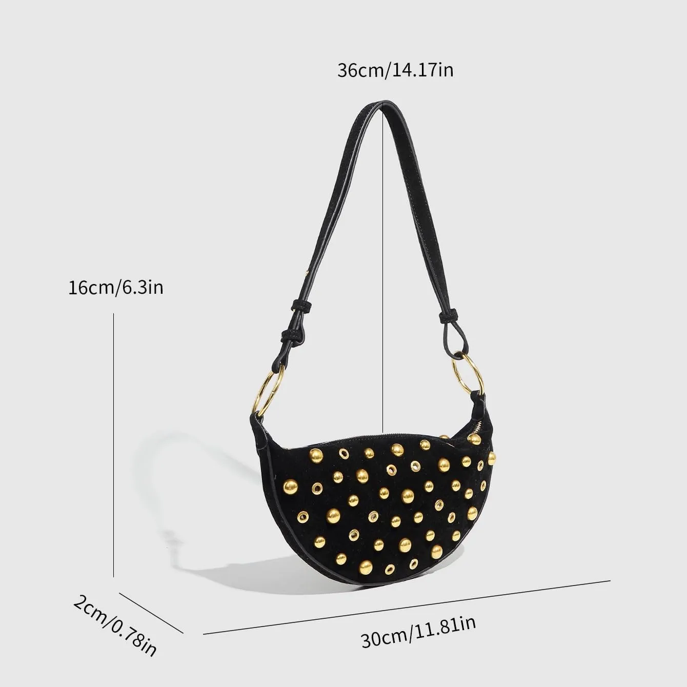 Studded Shoulder Bags for Women Y2K Punk Small Hobo Bags Cute Purse Womens PU Leather Goth Purse