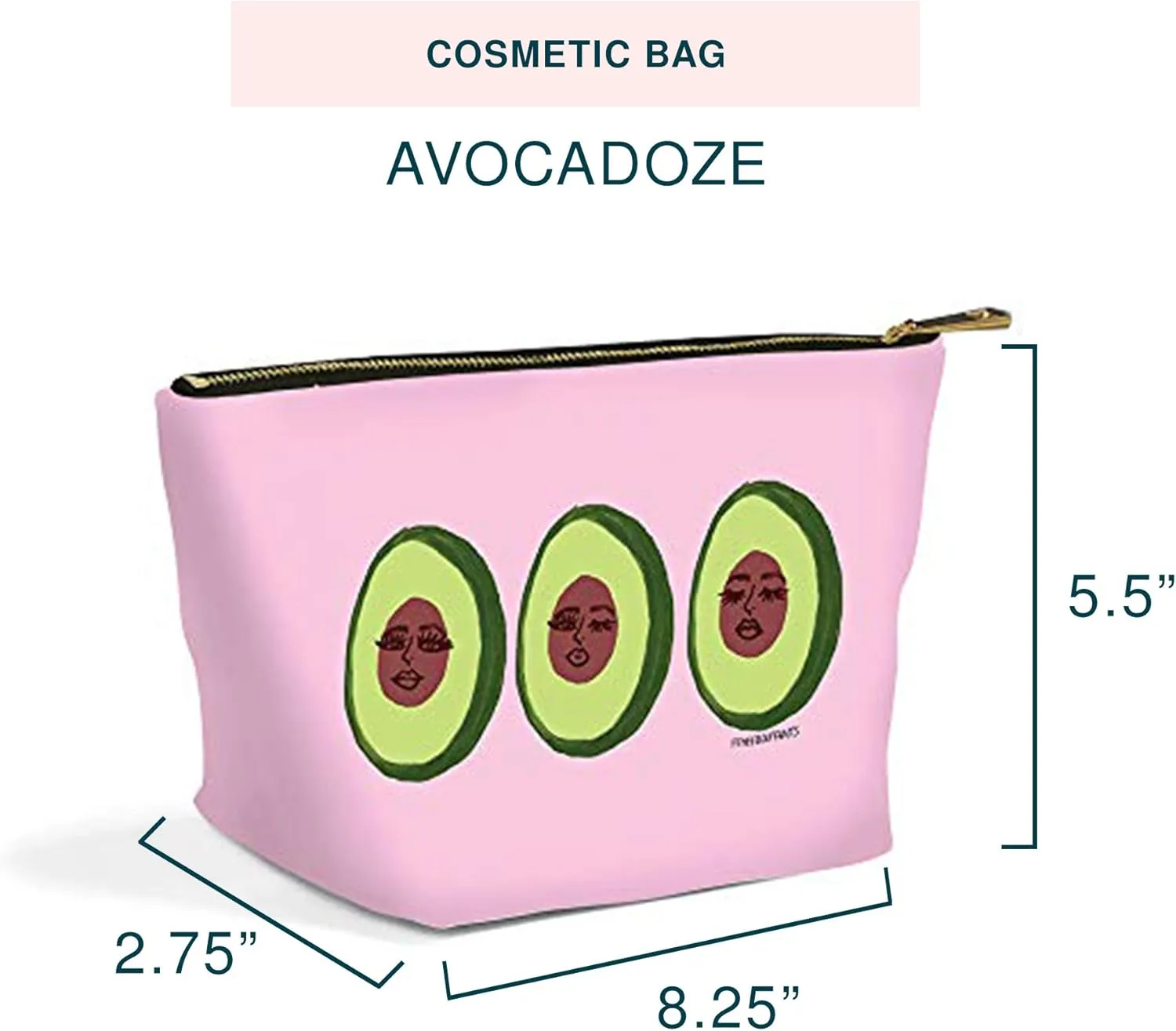 Studio Oh! Cosmetic Bag for Makeup & Toiletries Avocadoze - Fully Lined, Spacious Size: 8.25" W x 5.5" H x 2.75" D Clutch Pouch with Full Zip Closure