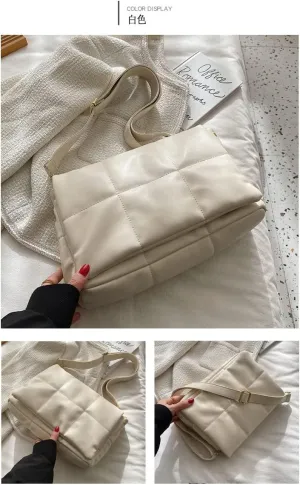 Stylish Cross-straddle Pillow Bag Women's One-shoulder Vintage Down Purse Bag Crossbody Bags for Women Y2k Bag (White)