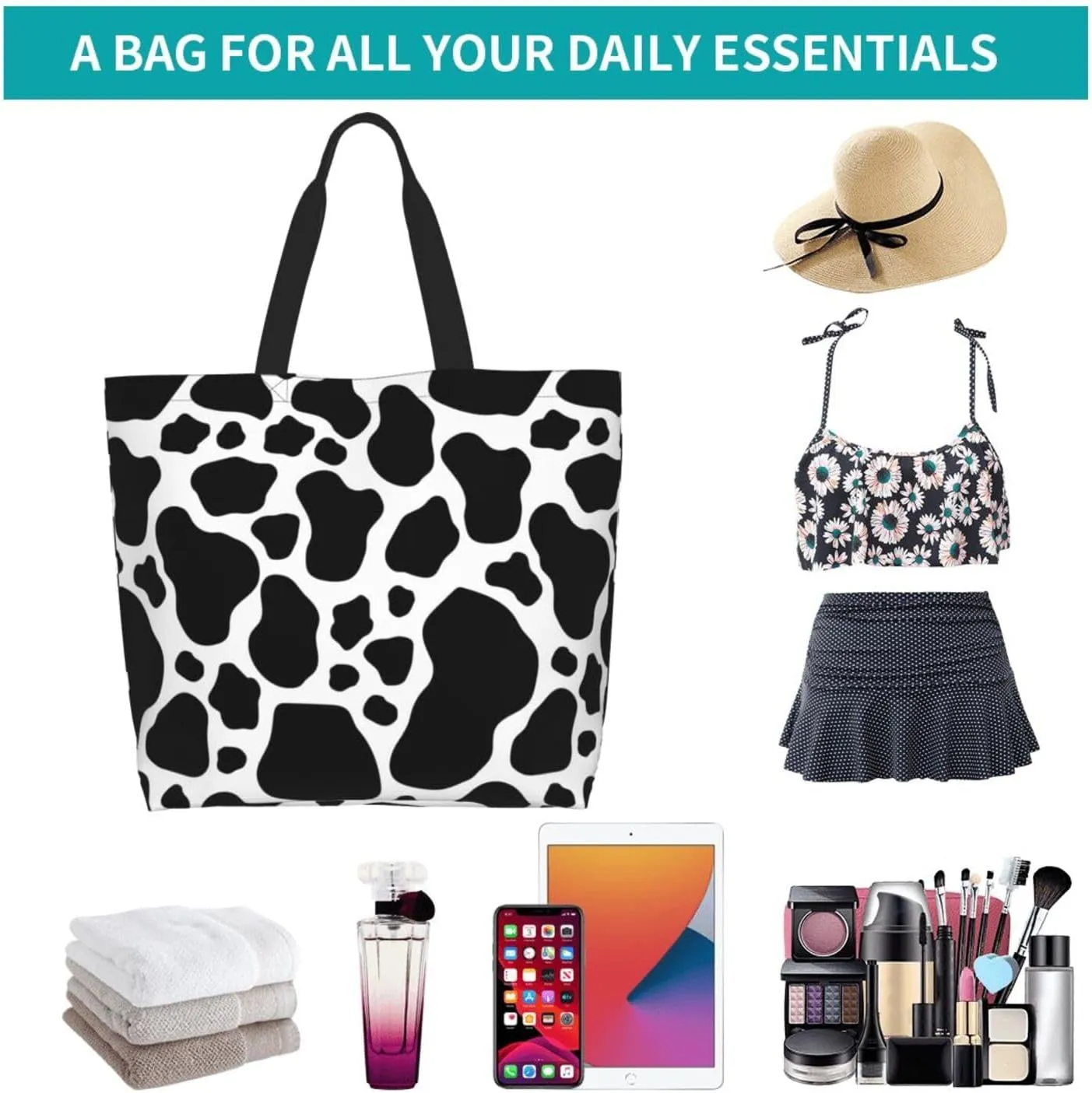 Stylish Print Tote Bag Extra Large Reusable Grocery Shopping Shoulder Tote Bag Portable Storage Handbag