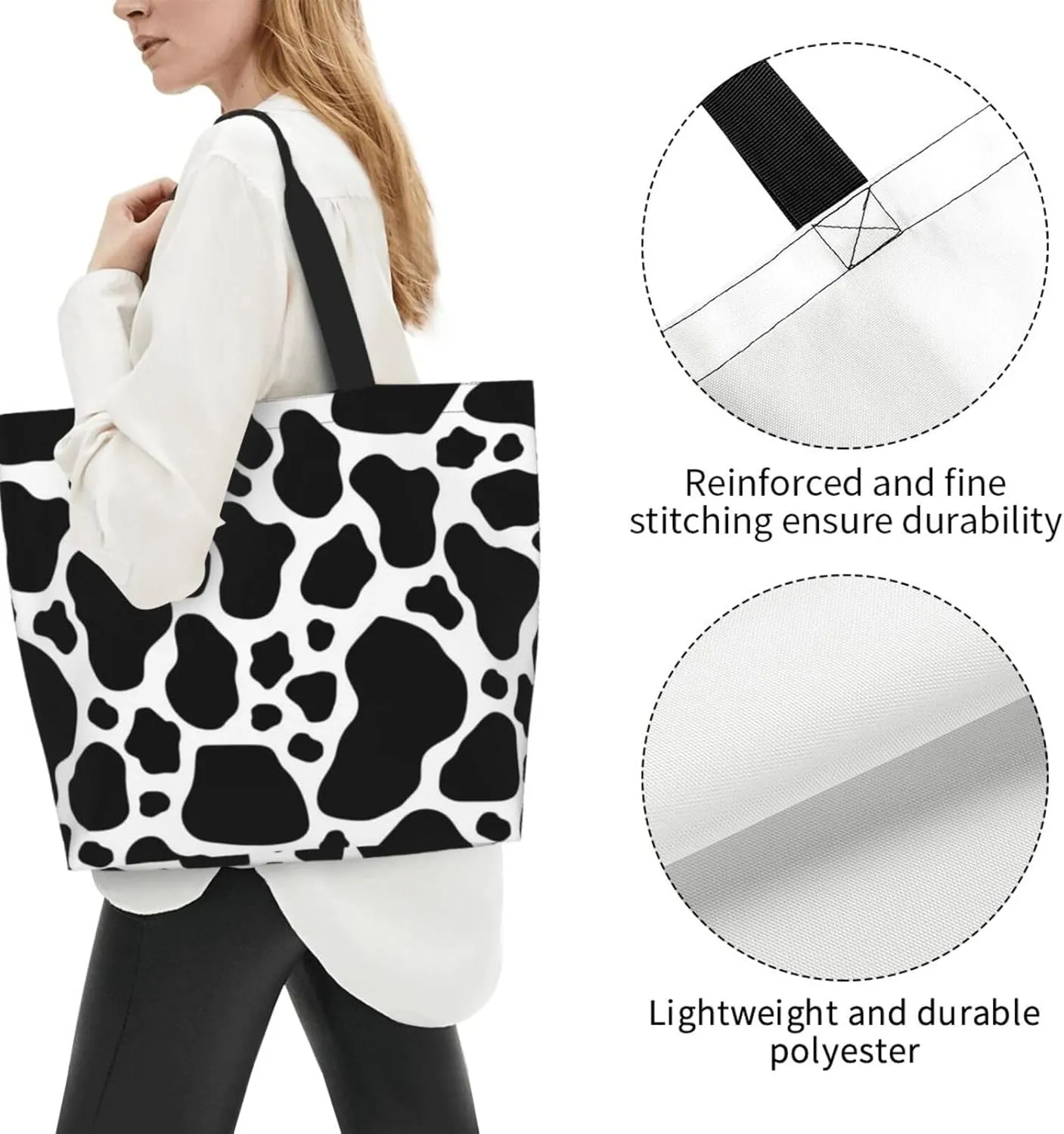 Stylish Print Tote Bag Extra Large Reusable Grocery Shopping Shoulder Tote Bag Portable Storage Handbag