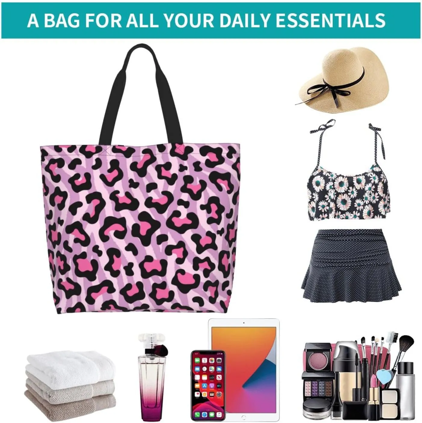 Stylish Print Tote Bag Extra Large Reusable Grocery Shopping Shoulder Tote Bag Portable Storage Handbag