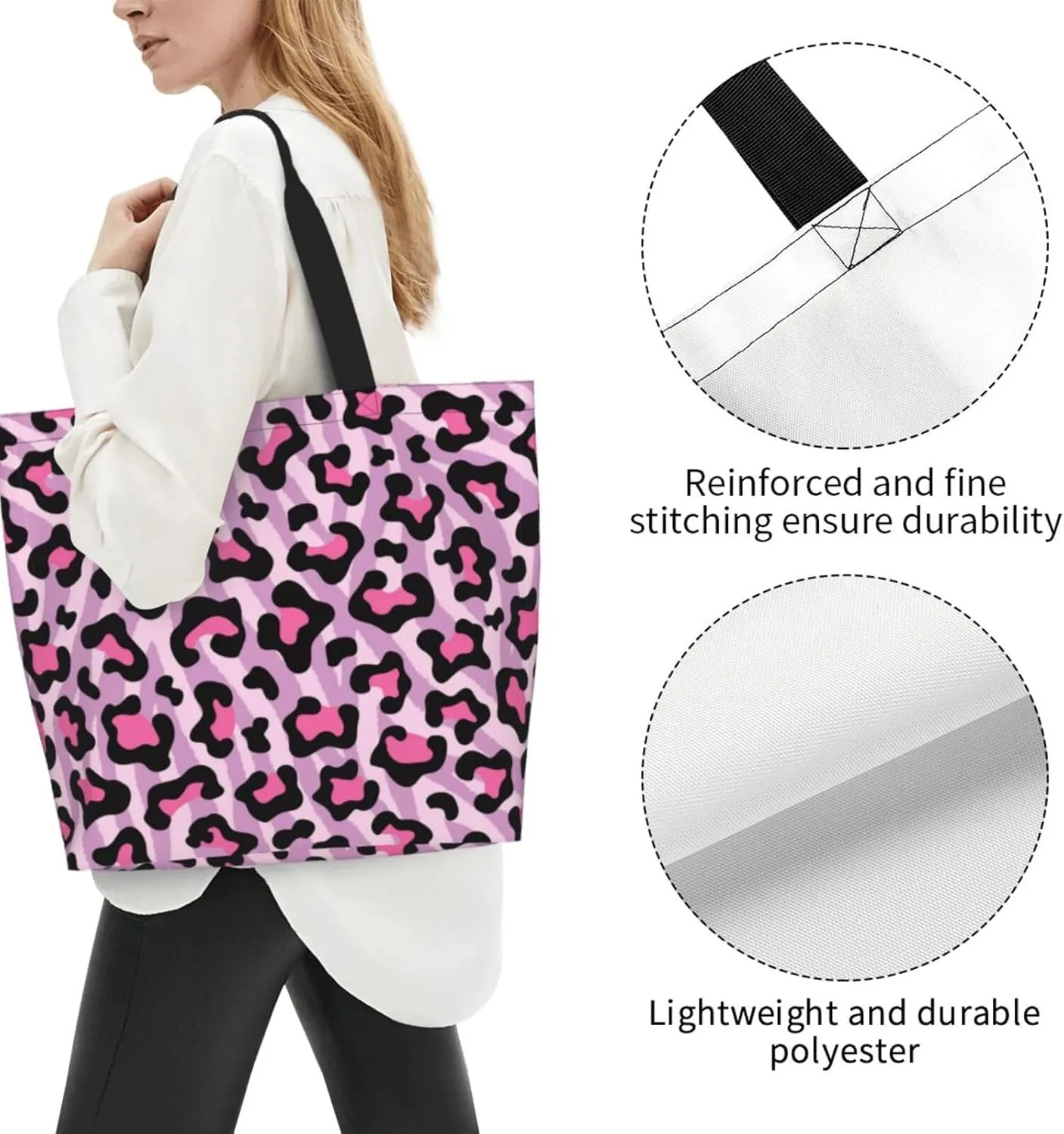 Stylish Print Tote Bag Extra Large Reusable Grocery Shopping Shoulder Tote Bag Portable Storage Handbag
