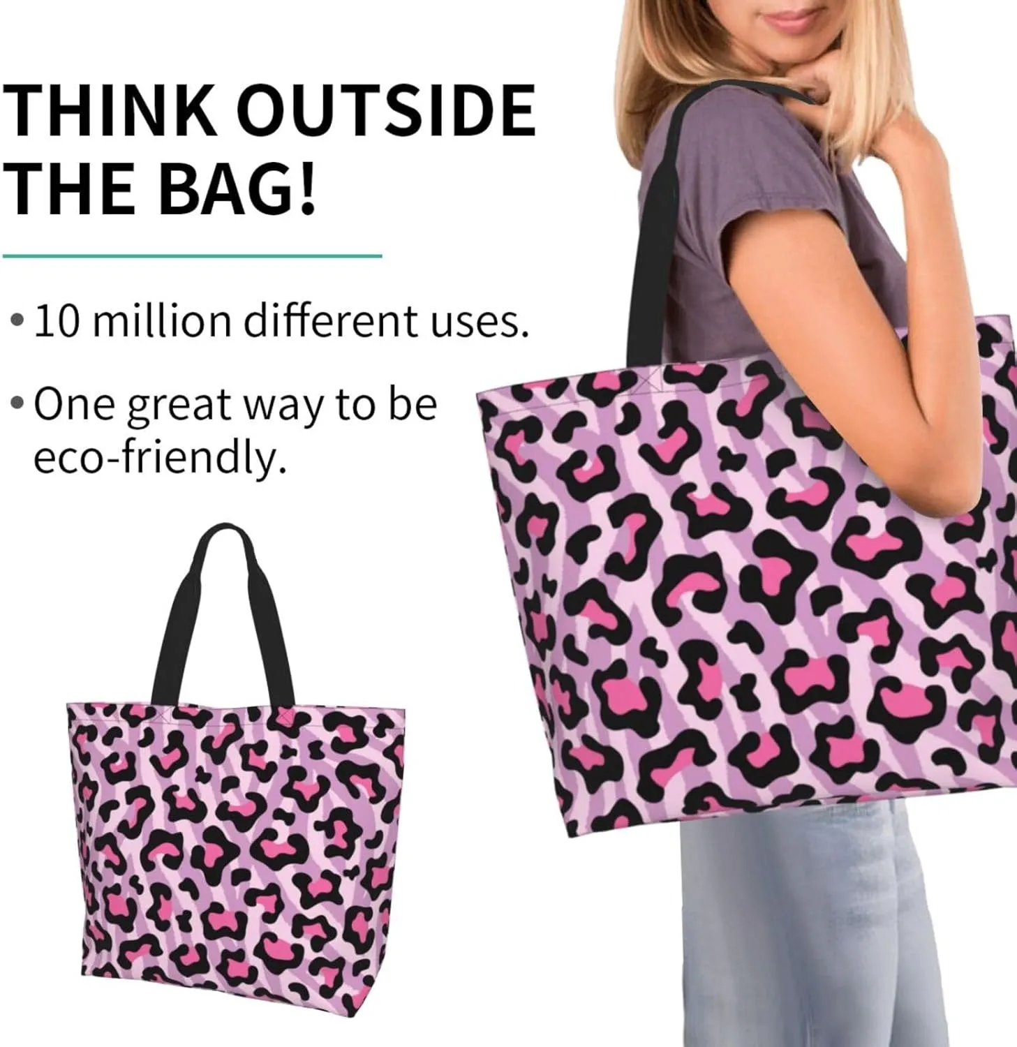 Stylish Print Tote Bag Extra Large Reusable Grocery Shopping Shoulder Tote Bag Portable Storage Handbag
