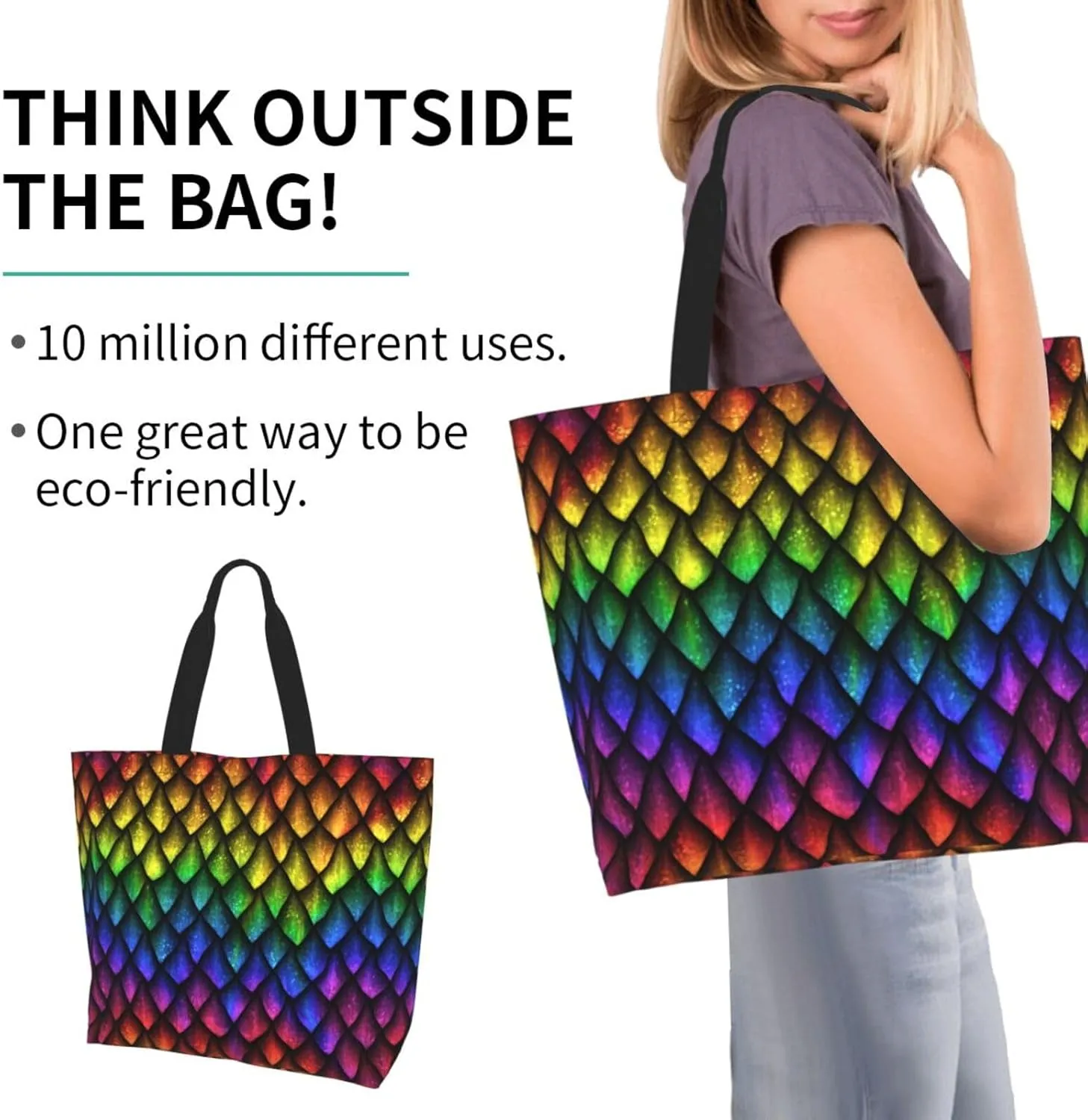 Stylish Print Tote Bag Extra Large Reusable Grocery Shopping Shoulder Tote Bag Portable Storage Handbag