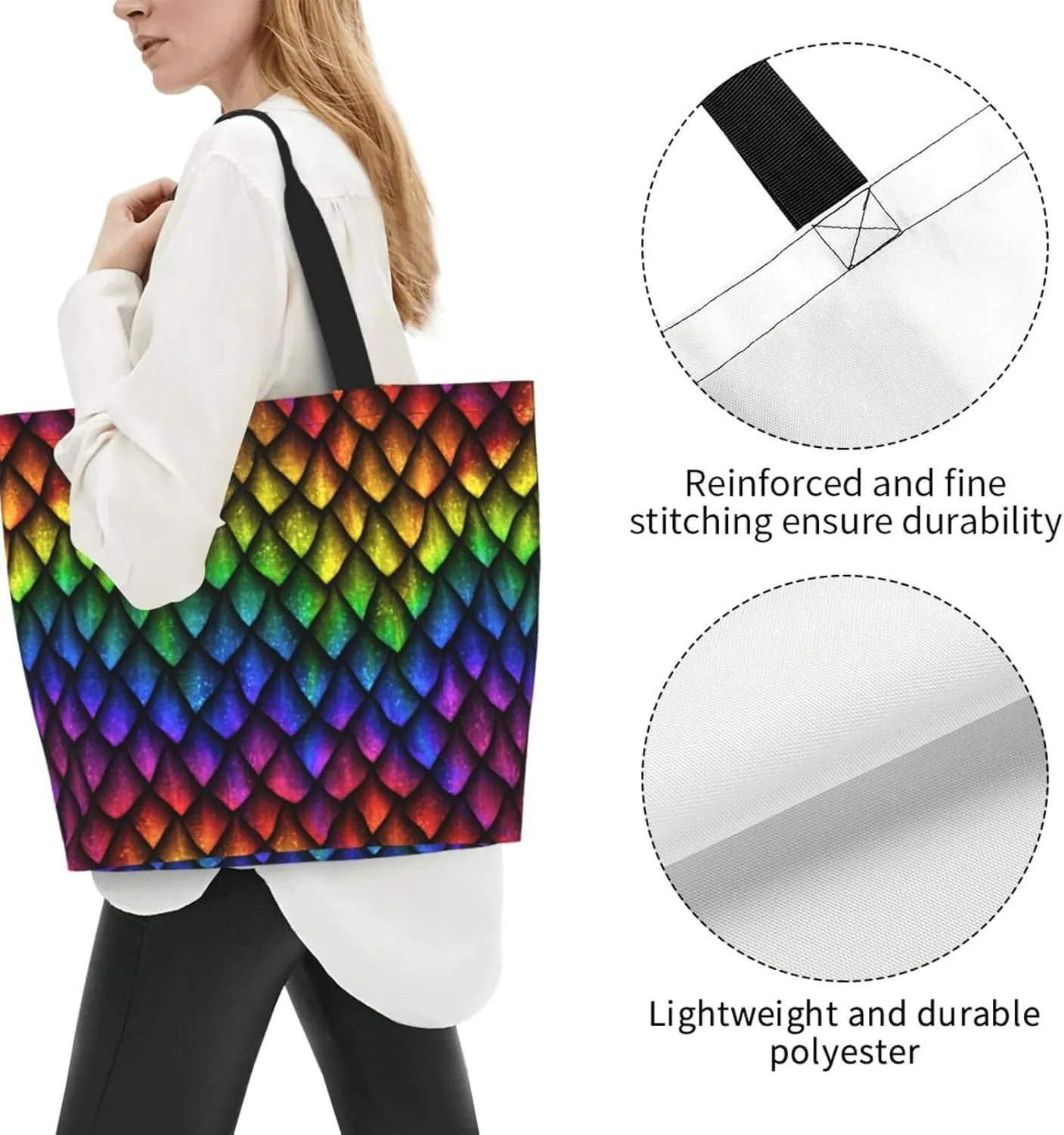 Stylish Print Tote Bag Extra Large Reusable Grocery Shopping Shoulder Tote Bag Portable Storage Handbag