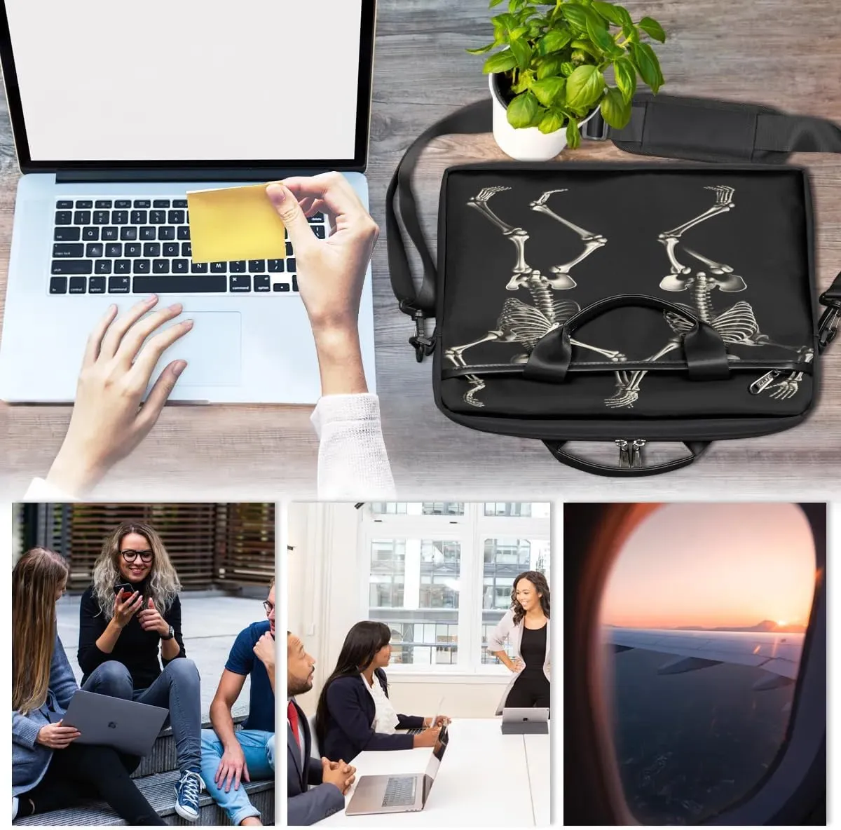 Stylish Skull Rose 15 Inch Laptop Bag Laptop Shoulder Bag Computer Cases for Laptops or Tablets