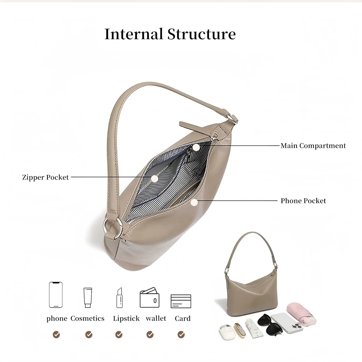 Stylish Soft Leather Shoulder Bags for Women - Lightweight Hobo Crossbody Handbag with 2 Straps for Everyday Use