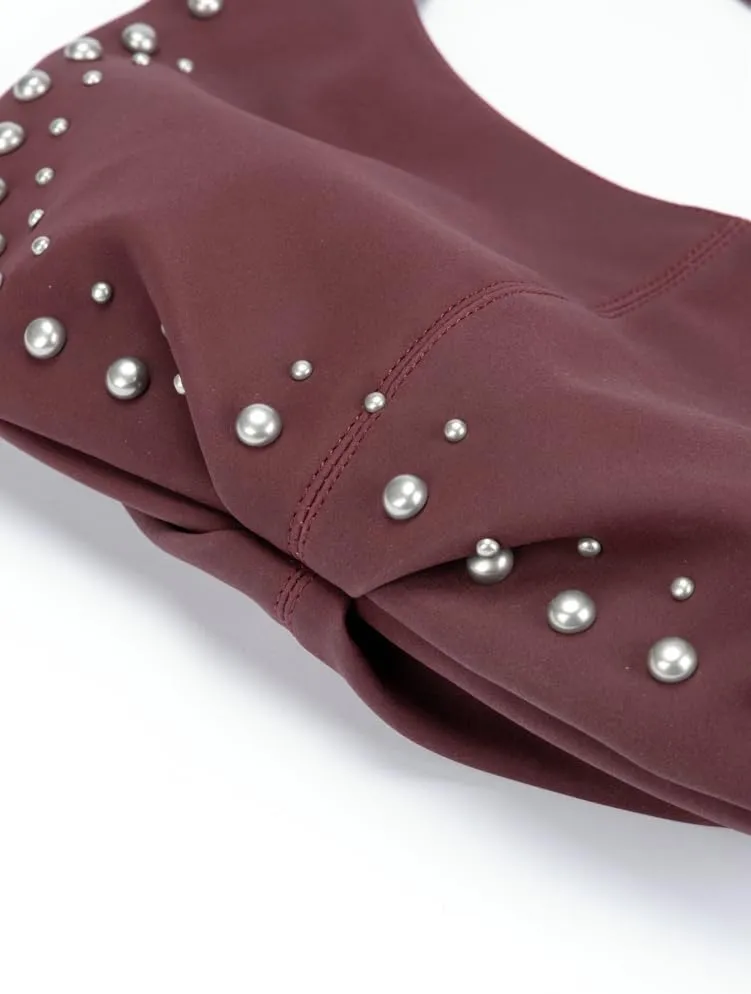 Suede Hobo Bag Rivet Suede Tote Bag Retro Suede Bag Slouchy Suede Shoulder Bag for Women Ladies Suede Purses Evening Handbag