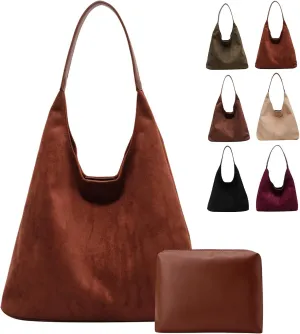 Suede Tote Bag for Women Hobo Bags Large Capacity Top Handle Bag Shoulder Bag,Premium Faux Suede Material