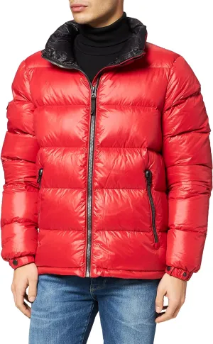 Superdry Mens Alpine Luxe Down Jacket, Relaxed Fit, Feather Filling High Risk Red Size L