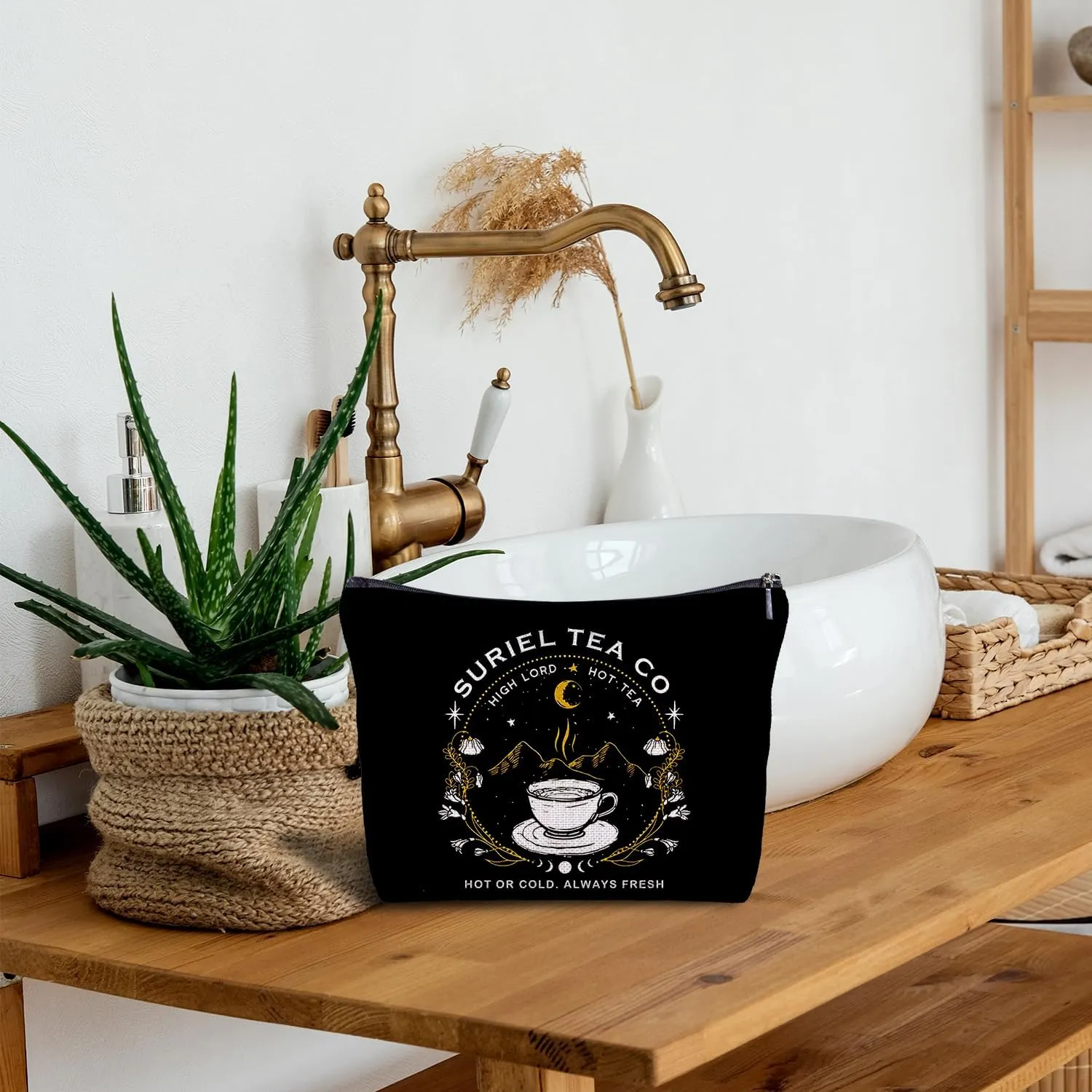 Suriel Tea Co Makeup Bag - City of Starlight Gifts, A Court of Thorns and Roses Merch Book Lovers Gifts, Mystical Book Flowers Librarian Cosmetic Bags for Women (1)