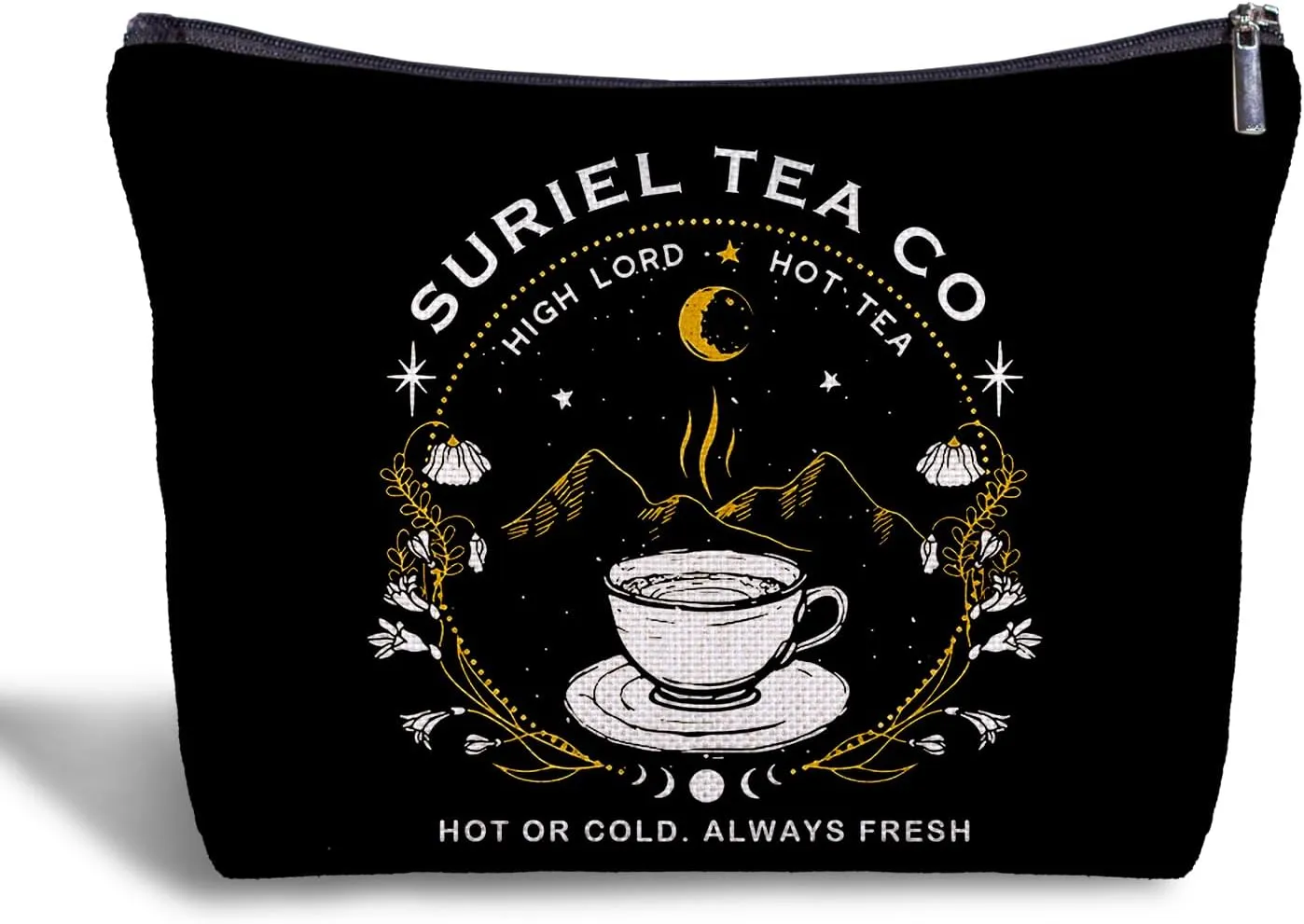 Suriel Tea Co Makeup Bag - City of Starlight Gifts, A Court of Thorns and Roses Merch Book Lovers Gifts, Mystical Book Flowers Librarian Cosmetic Bags for Women (1)