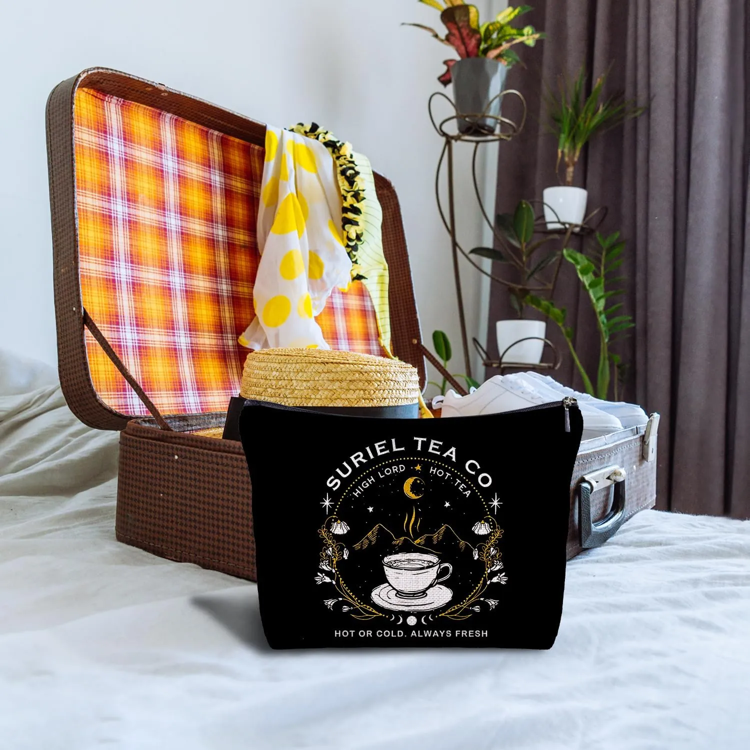 Suriel Tea Co Makeup Bag - City of Starlight Gifts, A Court of Thorns and Roses Merch Book Lovers Gifts, Mystical Book Flowers Librarian Cosmetic Bags for Women (1)