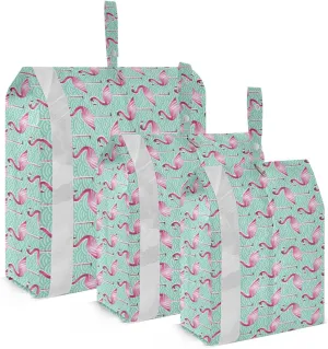 Swan Pink Flamingo Packing Cubes Set of 3, Lightweight Travel Luggage Organizers Foldable Bags for Easy Packing and Organization