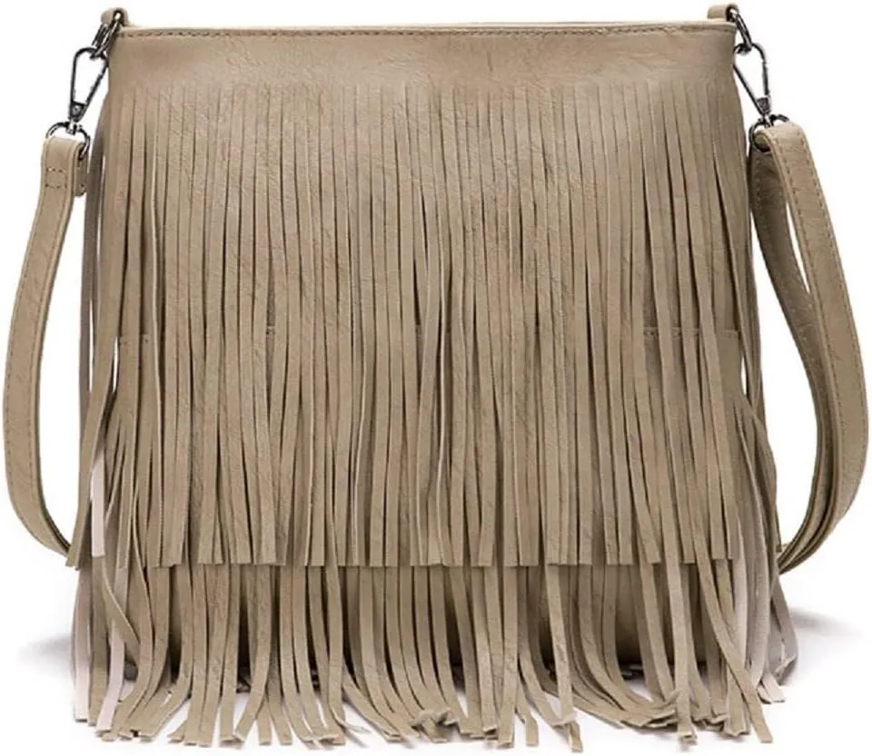 Tassel Shoulder Bags Women's PU Leather Crossbody Bag Satchel Fashion Top-Handle Bags Zipper Hobo Bag Handbag Purse