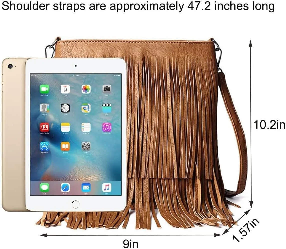 Tassel Shoulder Bags Women's PU Leather Crossbody Bag Satchel Fashion Top-Handle Bags Zipper Hobo Bag Handbag Purse