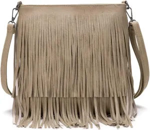 Tassel Shoulder Bags Women's PU Leather Crossbody Bag Satchel Fashion Top-Handle Bags Zipper Hobo Bag Handbag Purse