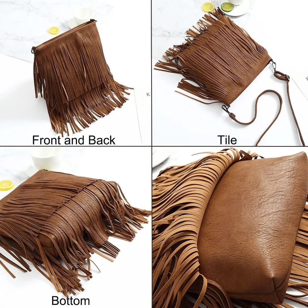Tassel Shoulder Bags Women's PU Leather Crossbody Bag Satchel Fashion Top-Handle Bags Zipper Hobo Bag Handbag Purse
